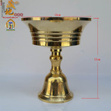 纯铜黄铜厚款酥油灯座 高11cm口径10cm 可放酥油蜡烛