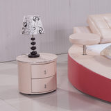 圆形简易床头柜简约 卧室柜子储物柜 抽屉式奢华型人造板多色可选