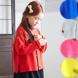 YUBABY韩国童装2016秋冬新款男童女童韩版个性两面穿毛衣亲子开衫