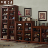 美式实木书柜自由组合简约客厅书房做旧单排储物置物架展示柜子