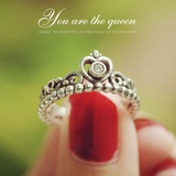 s925纯银锆石花朵泰银皇冠戒指食指日韩国女个性时尚简约潮人戒指