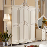 欧式衣柜实木卧室四门衣柜木质整体法式白色板式衣柜 储物大衣橱