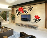 语亚克力水晶立体墙贴画客厅沙发3D电视影视背景墙壁装饰品花开花
