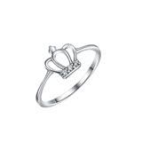 2016新款S925纯银简约皇冠戒指可爱满钻饰品欧美时尚银饰礼物