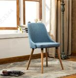 实木布艺餐椅现代简约休闲靠背书桌椅子咖啡厅原木餐桌椅