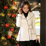 韩国代购2015秋冬新款时尚加厚毛呢外套女韩版修身短款呢子大衣