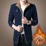 冬季男士中长款风衣青少年韩版修身型外套加厚羊绒毛呢子大衣潮装