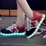 韩版春季男女情侣发光鞋USB充电LED灯闪光荧光鞋运动鞋夜光板鞋潮