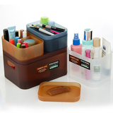 加厚塑料桌面收纳盒化妆盒化妆品收纳盒有盖自由组合储物盒