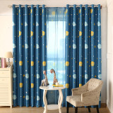 蓝色星球窗帘成品定制卧室客厅隔热全遮光布阳台儿童房加厚窗帘