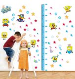 海绵宝宝身高尺贴画 儿童房幼儿园装饰卡通测量身高墙贴纸 可移除