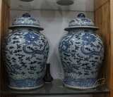 景德镇陶瓷器花瓶摆件仿古手绘青花瓷龙将军罐盖罐米罐储物罐装饰