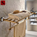 仿古欧式五金挂件卫生间置物架壁挂浴室毛巾架全铜加厚浴巾架双层