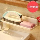 日本KM吸盘香皂盒 吸墙皂盒壁挂式方形香皂架皂盘皂碟吸墙置物架