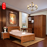 卧室家具 美国红橡木床 全实木双人床 木质大床原木床1.2米 特价