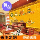 环保传统民族佛教文化壁纸无缝大型壁画墙纸佛堂背景金色八宝吉祥