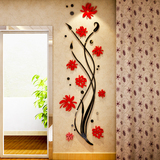 兰花水晶亚克力3D立体墙贴画玄关走廊客厅卧室房间背景墙壁装饰品