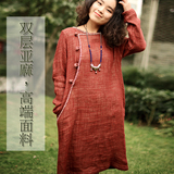 原创设计师棉麻女装品牌中国风高端亚麻中式连衣裙文艺范复古袍子