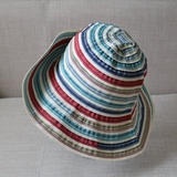帽子女夏天可折叠太阳帽彩虹条纹布帽防晒沙滩帽度假田园风渔夫帽