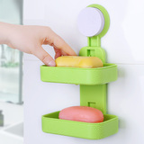 浴室创意香皂盒 吸壁式 强力双层沥水 卫生间肥皂盒 大号壁挂吸盘