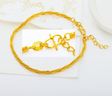 香港新款正品24K黄金手链手镯戒指首饰男人女士款时尚珠宝特价