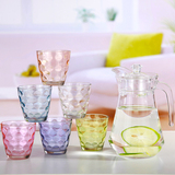 创意家用玻璃水杯套装玻璃水杯水具 彩色喝水杯子果汁壶扎壶包邮