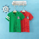 外贸童装 夏款男童罗纹领全棉短袖POLO衫T恤 韩国原单儿童中童T恤