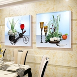餐厅装饰画现代简约二联无框画 水果挂画食堂饭厅厨房墙壁装饰画