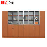 WJ-13办公家具实木木皮 玻璃铝合金组合高档书柜资料柜木质文件柜