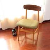 日式家具 北欧风格 胡桃木白橡木皮革饰面实木餐椅椅子 新品特价