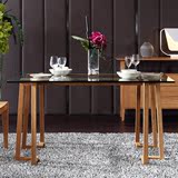 竹生活竹制品中式简约时尚家具楠竹餐桌玻璃餐桌简易时尚居家餐桌
