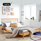 北欧实木床1.8双人床单人1.5米橡木床田园板床卧室现代简约小户型