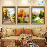 高档客厅装饰画 欧式风景画 沙发背景墙挂画 手绘三联画卧室油画