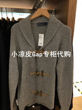 Gap专柜代购 男式 含羊毛学院风牛角扣翻领毛衣开衫 男装108860