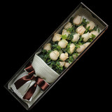 预定西安鲜花店同城速递生日香槟玫瑰花束长方形礼盒鲜花速递送花