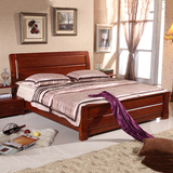 全实木床1.8米双人床1 8米 柏木中式床1.5米高箱床储物床卧房家具