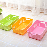 加厚长方形塑料收纳篮 厨房浴室桌面收纳盒置物篮 整理篮
