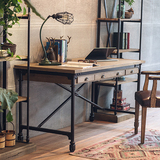 北欧宜家铁艺实木仿古创意书桌电脑桌工作台写字桌家用办公桌