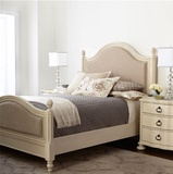 美式软包床法式实木双人床现代亚麻布艺婚床欧式宫廷真皮软包家具