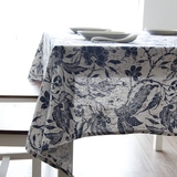 中国风 青花瓷 素雅典雅高贵薄款棉麻印花桌布台布盖布可定制包邮