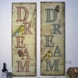 美式乡村装饰画小鸟大型亚麻布木框画LOFT英文字母挂画梦想DREAM