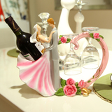 新婚庆礼物高档实用创意家居装饰品摆件工艺品红酒柜红酒杯架玄关