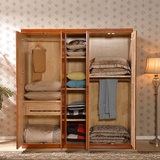 实木简约现代简单小户型简易组装木头木柜木制六门橡木衣柜迷你