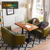 卡座皮沙发实木桌椅组合咖啡厅沙发西餐厅奶茶店甜品店餐桌椅定制