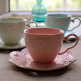 蝴蝶花朵系列彩色新骨瓷欧式咖啡杯陶瓷花茶杯马卡龙糖果色杯子