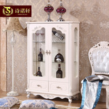 欧式双门酒柜白色法式小酒柜简约现代玻璃柜实木雕花储物柜