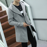 衣知春季新品韩版型男纯色外套男士中长款大码修身风衣潮青年披风