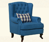 新款现货美式乡村客厅单人沙发椅老虎椅宜家会所小户型布艺休闲椅