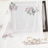 紫色菊花独家定制印花水彩仿手绘古典国画风汉服布面料