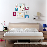 掌上明珠家居 简约木纹板式床床头柜 现代浅色卧室家具组合1.5M/1